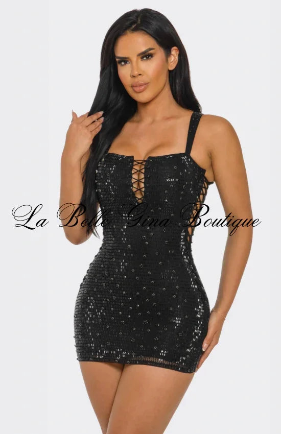 sexy black sequin dress Sexy Black Backless Sequined Evening Gown Prom Dresses TCDFD7788