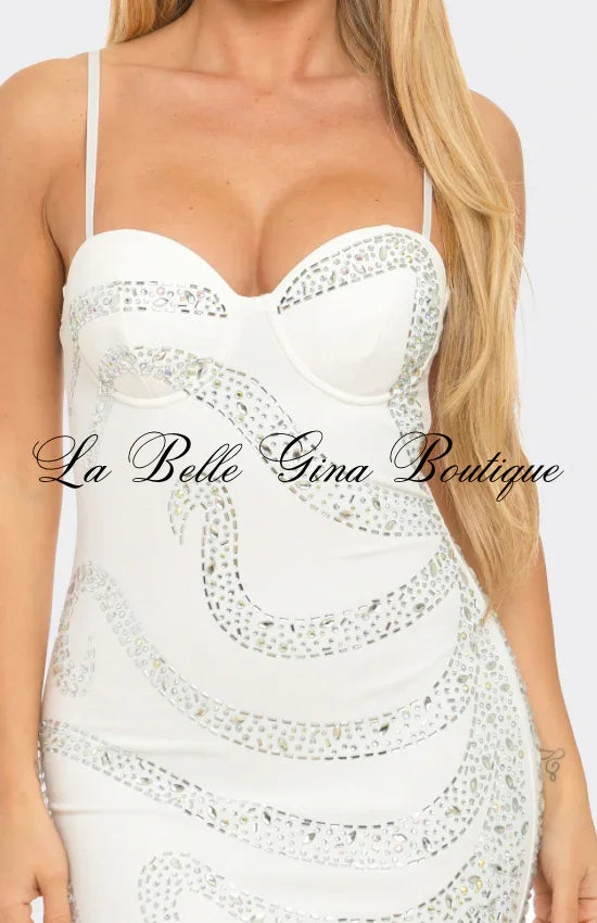 Ethereal Swirl Rhinestone Mermaid Gown – Elegant Formal Evening Dress for Women