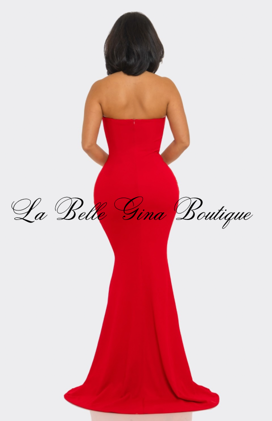 Imperial Goddess Strapless Rhinestone Trim Mermaid Gown | Luxury Evening Dress