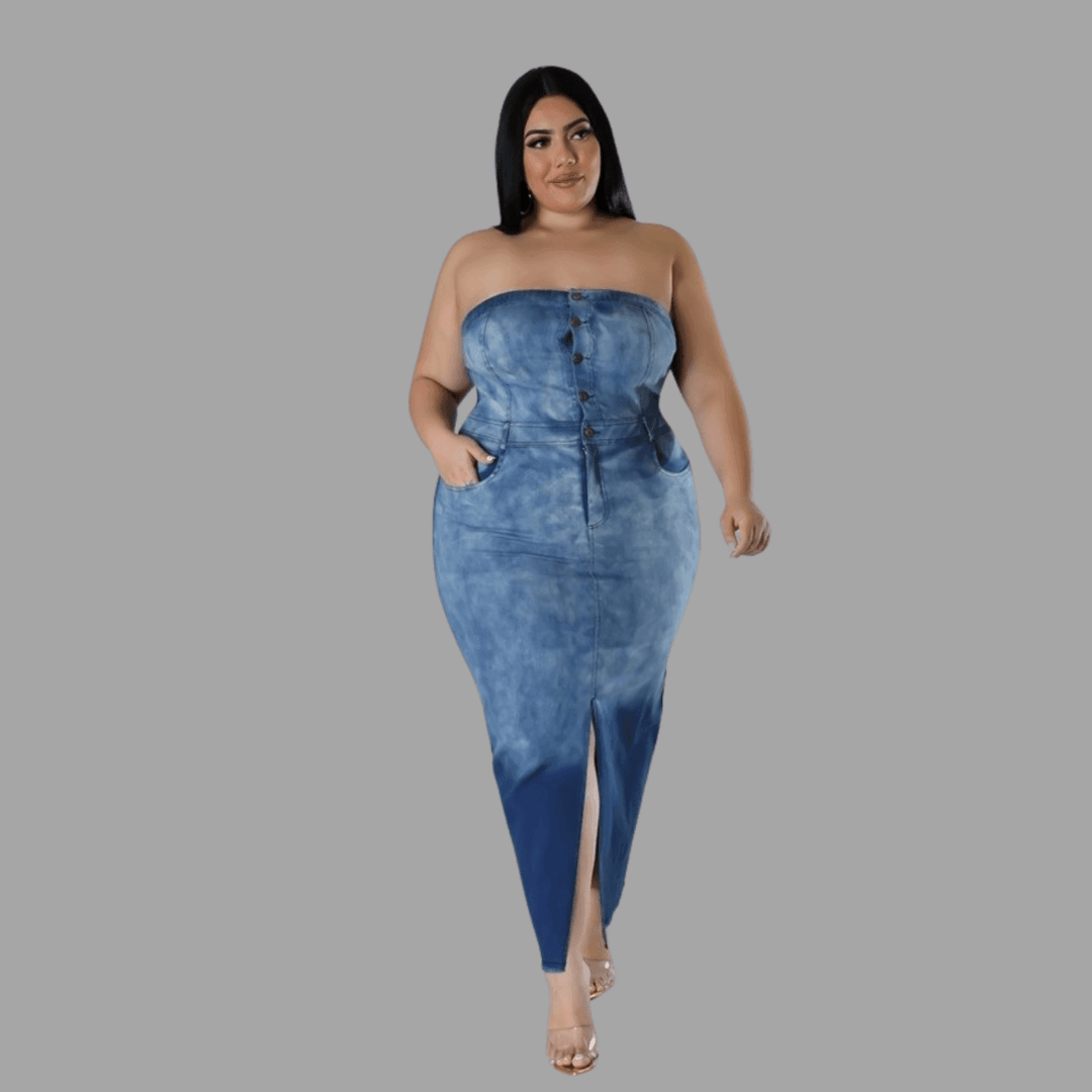 stretch denim tube dress Denim Dream Mini Tube Dress