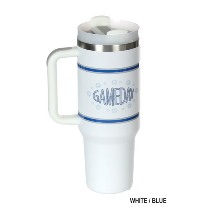 GAME DAY STAINLESS STEEL TUMBLER WITH 2 STRAWS