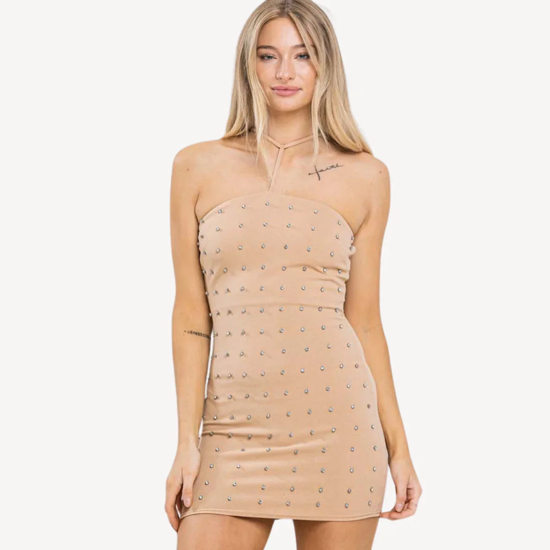 studded bodycon dress Black Studded Long Sleeve Bodycon Mini Dress
