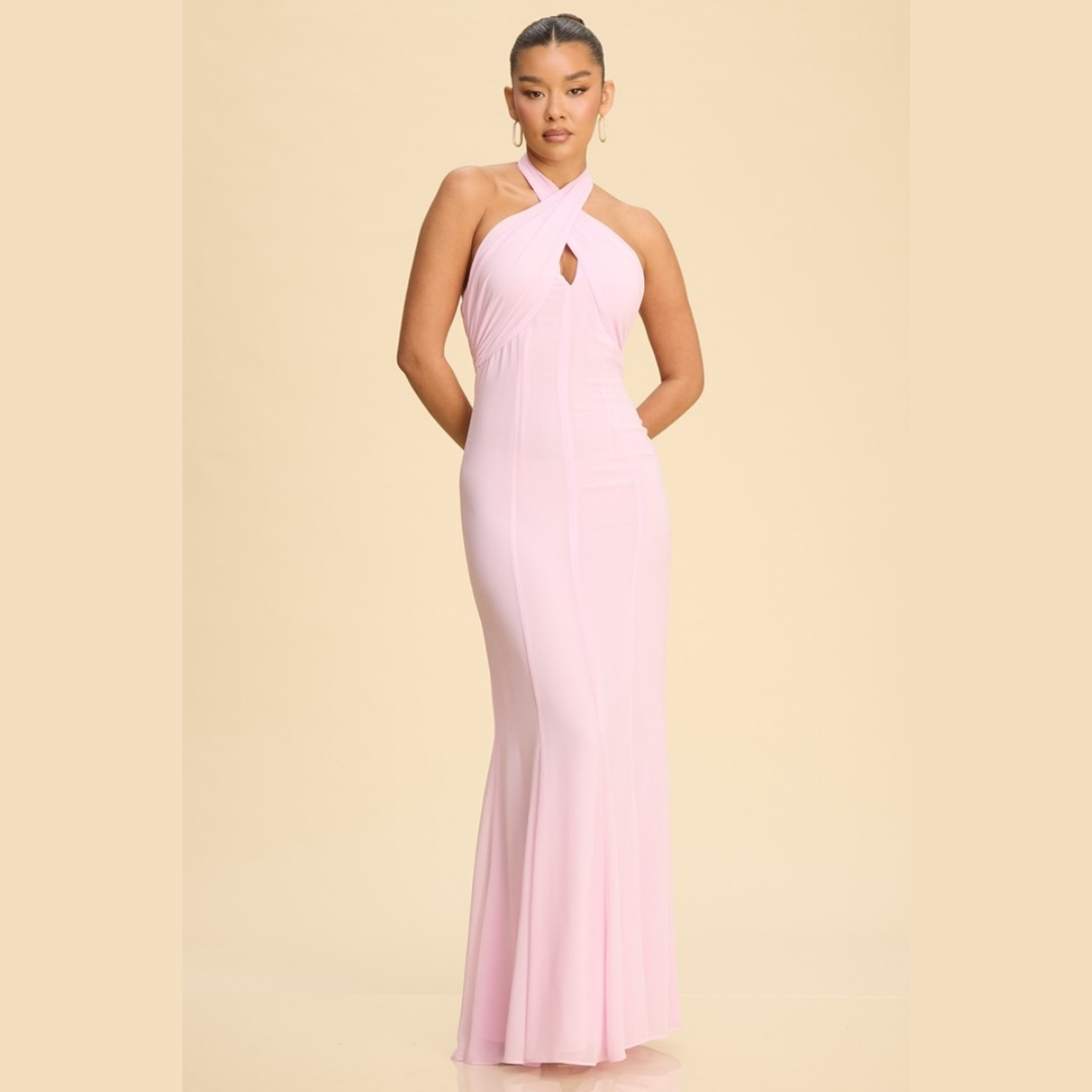 Serena Cross Halter Mermaid Maxi Dress | Elegant Formal Dress for Women | La Belle Gina Boutique