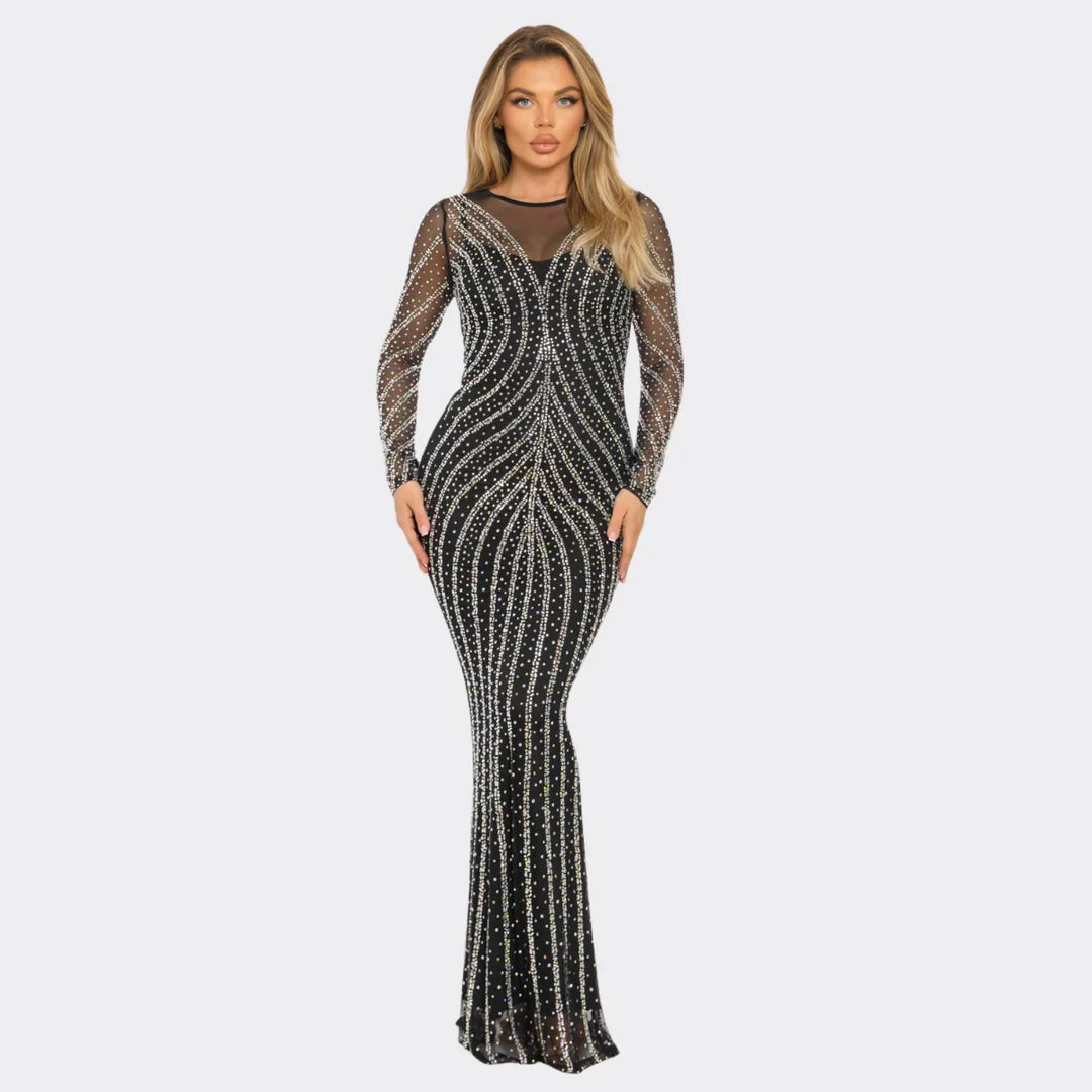 Black Rhinestone Mesh Bodycon Evening Dress La Belle Gina La Belle Gina Boutique Black Rhinestone Mesh Bodycon Evening Dress La Belle Gina La Belle Gina Boutique