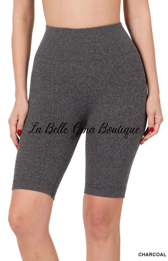 Lia Seamless Ribbed High Waist Biker Shorts - La Belle Gina Boutique