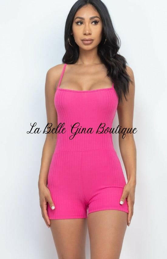 Mila Ribbed Sleeveless Back Cutout Romper - La Belle Gina Boutique