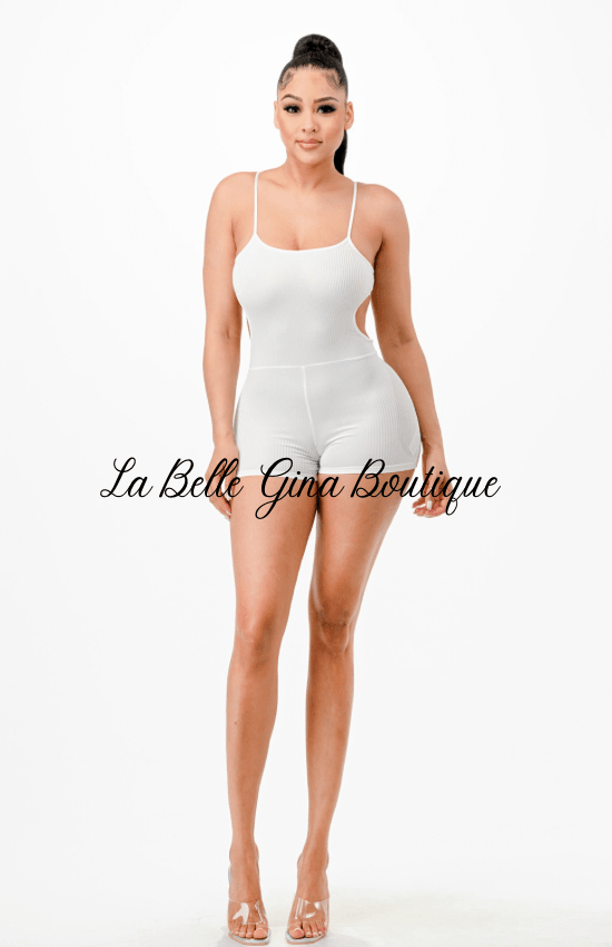 Nelle Ribbed Sleeveless Bodycon Romper - La Belle Gina Boutique