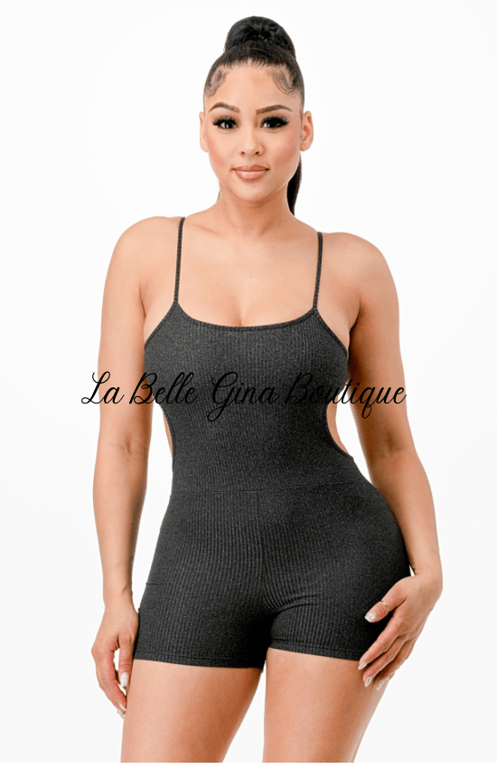 Nelle Ribbed Sleeveless Bodycon Romper - La Belle Gina Boutique