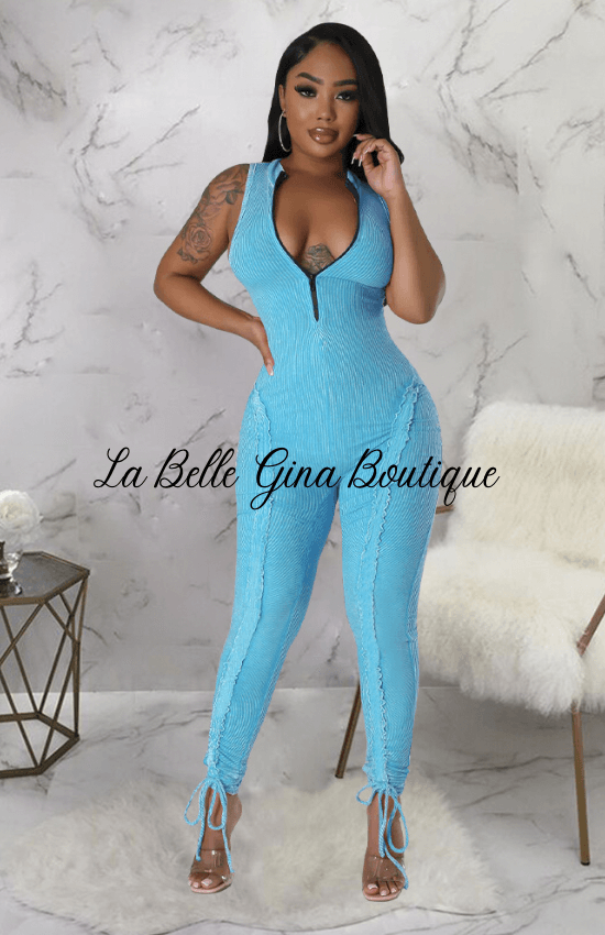 Sara Sleeveless Jumpsuit Light Blue - La Belle Gina Boutique