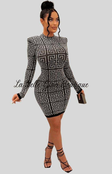 Aline tight knit sweater dress-FINAL SALE | La Belle Gina BROWN / XX-large