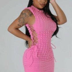 Avena Side Waist Lace Up And Lining Mini Dress-pink - La Belle Gina Boutique
