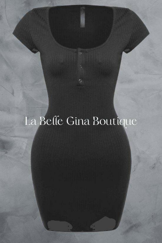 snap button bodycon dress AVENA snap button mini dress