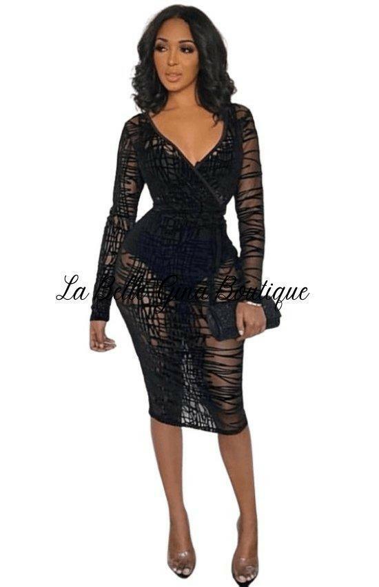 AVY sexy see through lace up shoulder sheer long sleeves mini dress La Belle Gina Boutique AVY sexy see through lace up shoulder sheer long sleeves mini dress La Belle Gina Boutique