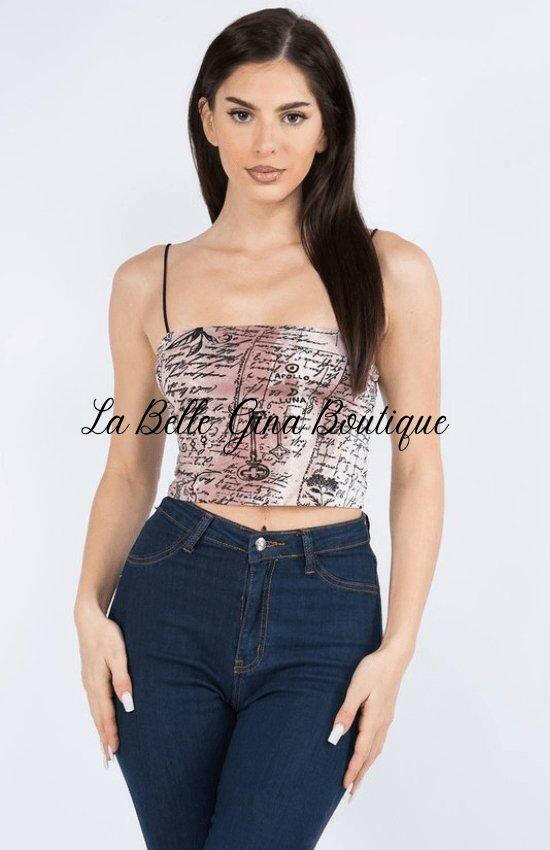 AVY sleeveless alchemy printed crop top. - La Belle Gina Boutique