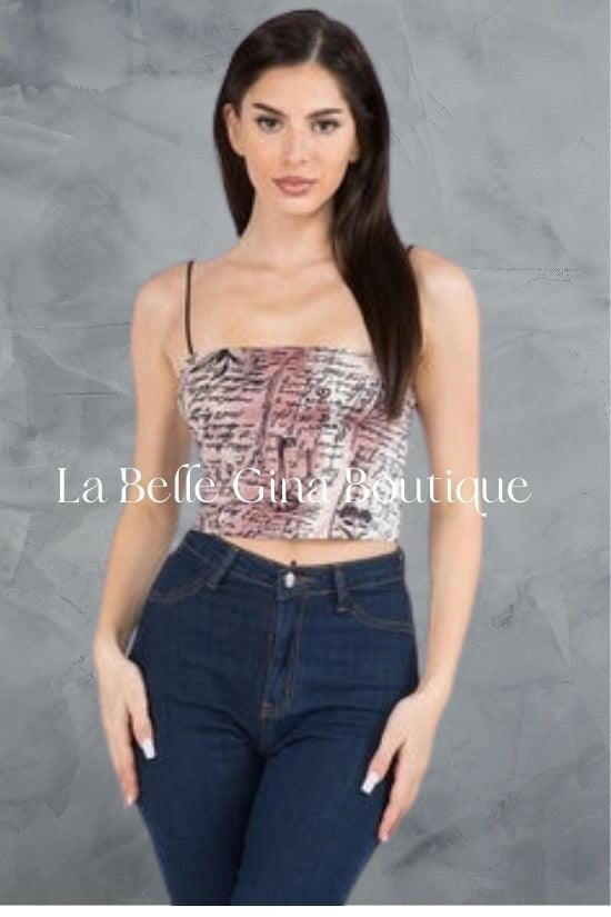 AVY sleeveless alchemy printed crop top. - La Belle Gina Boutique