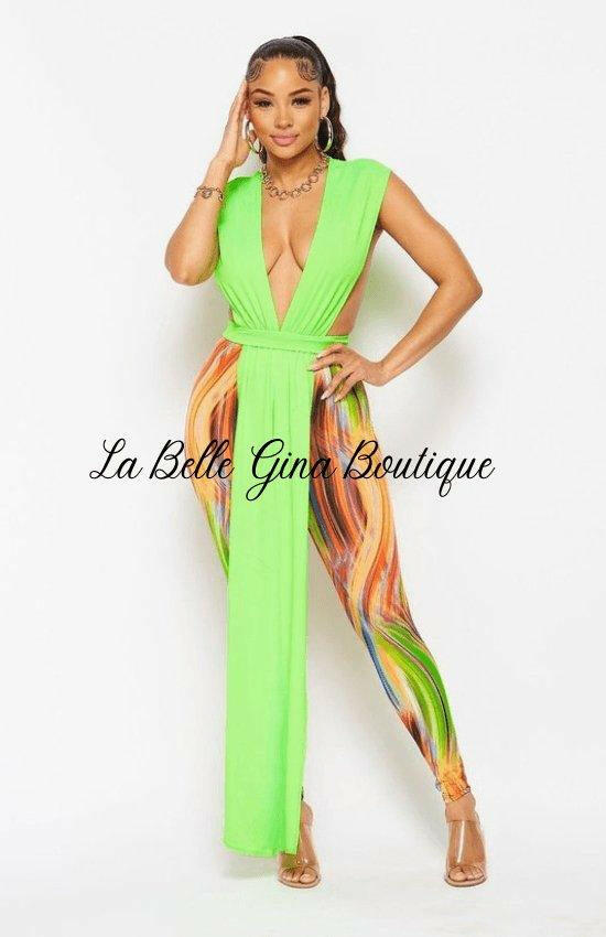 BAE long wrap see through top sleeveless open widely and legging set. - La Belle Gina Boutique