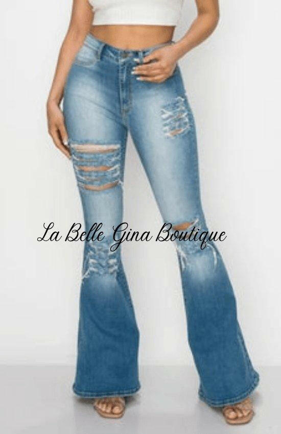BENI Junior flare distressed jeans. - La Belle Gina Boutique