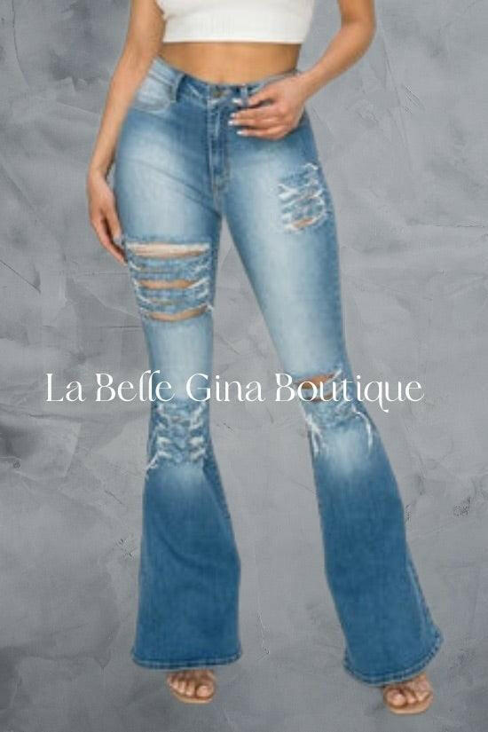 BENI Junior flare distressed jeans. - La Belle Gina Boutique