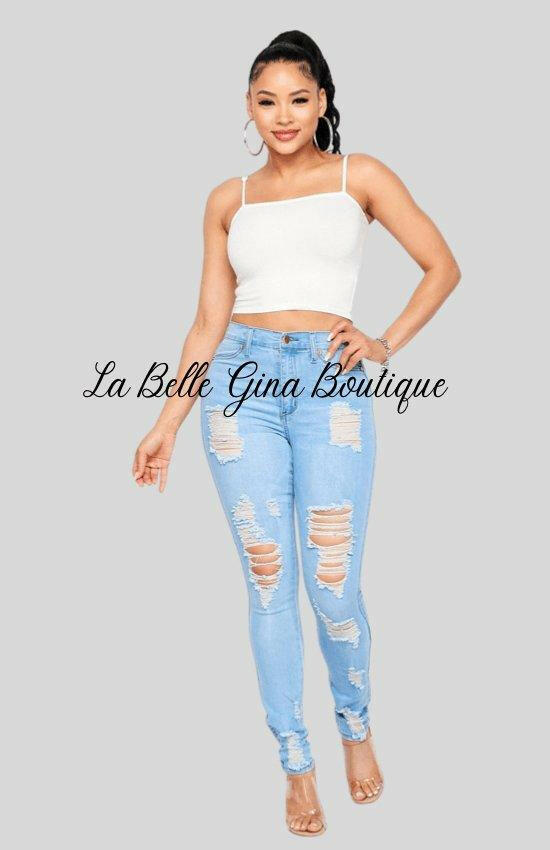 BENITA distressed skinny jeans. - La Belle Gina Boutique