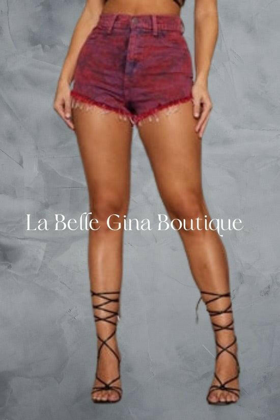 BENITA high rise denim short camouflage print jeans. - La Belle Gina Boutique