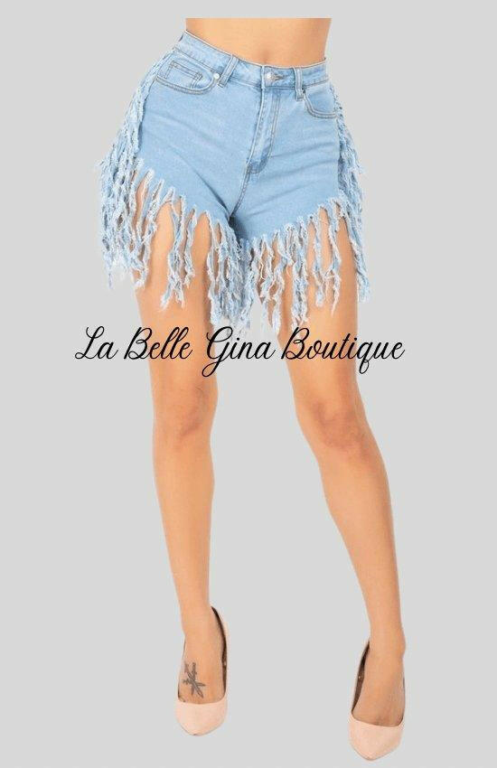 BOO Mid rise denim shorts. - La Belle Gina Boutique