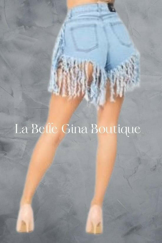 BOO Mid rise denim shorts. - La Belle Gina Boutique