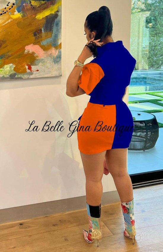 Camille double Pocket Short Sleeve Shirt Set Blue - La Belle Gina Boutique