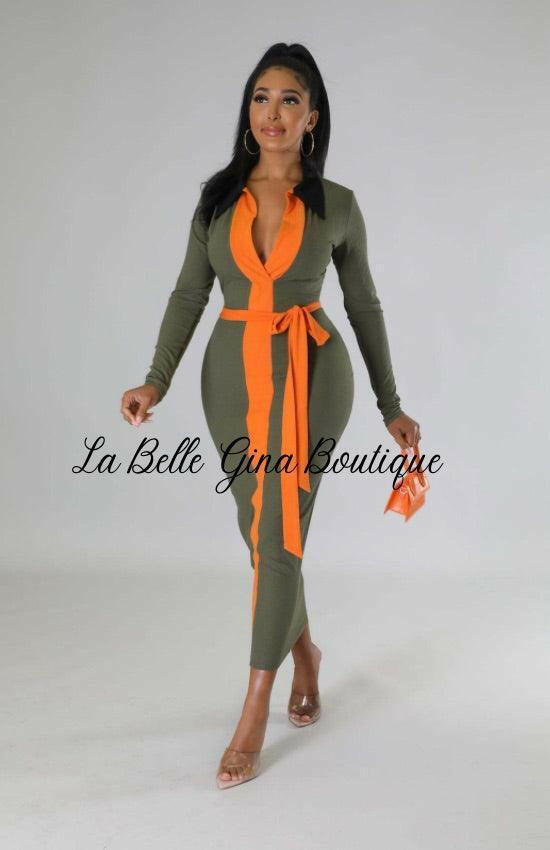 Claire V-neck long dress - La Belle Gina Boutique