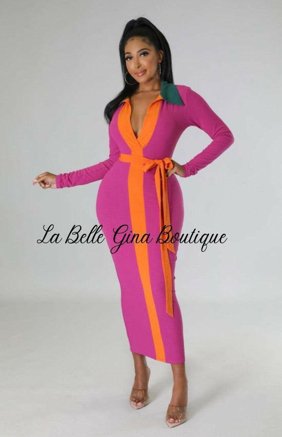 Claire V-neck long dress - La Belle Gina Boutique