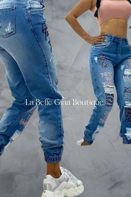 Clara new lettered jeans - La Belle Gina Boutique