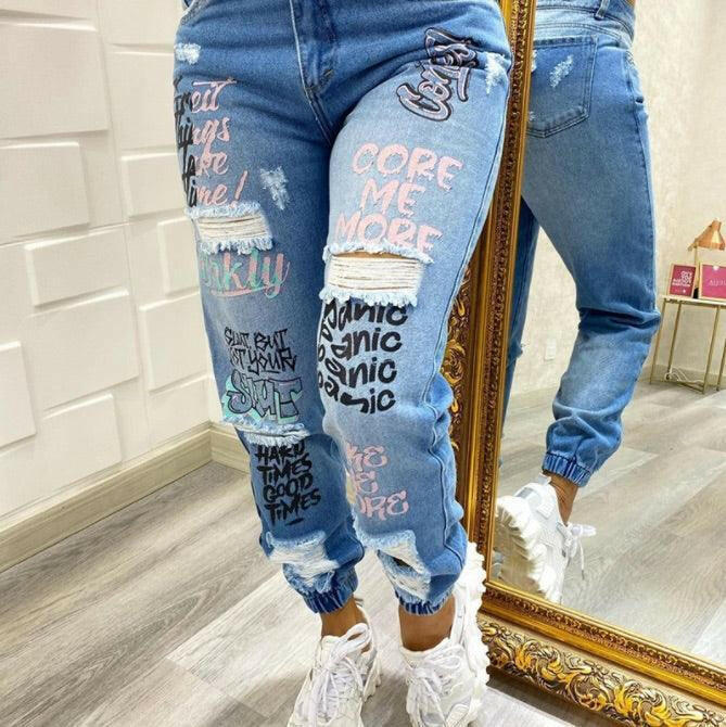 Clara new lettered jeans - La Belle Gina Boutique