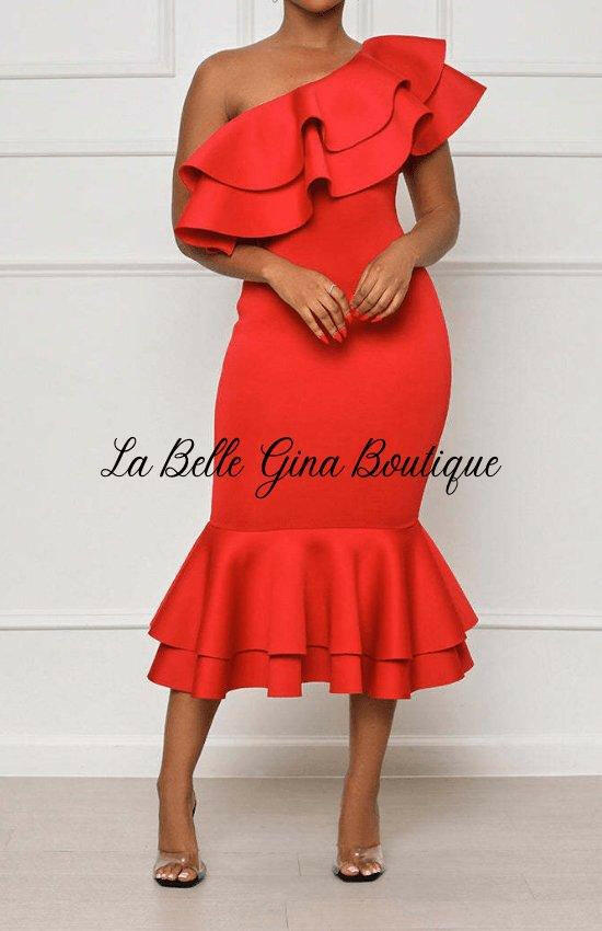 Clara One Shoulder Long Dress - La Belle Gina Boutique