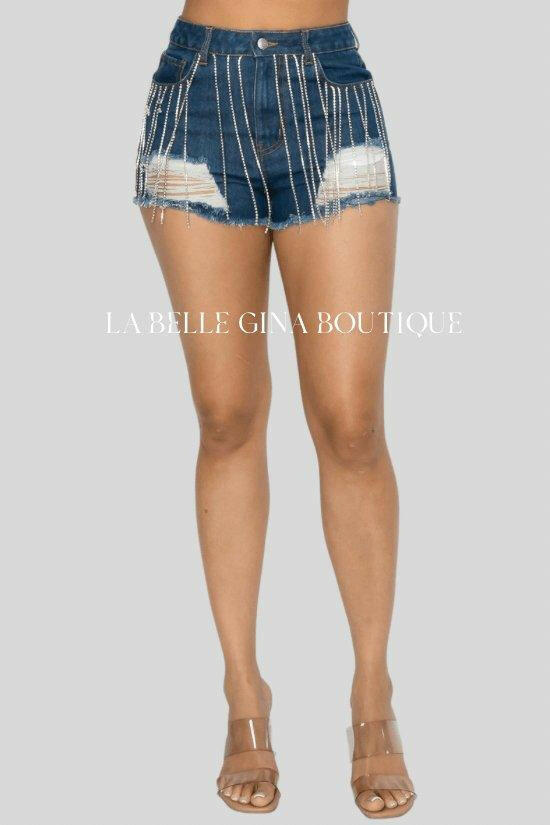 Daniel stone frayed denim short jeans - La Belle Gina Boutique