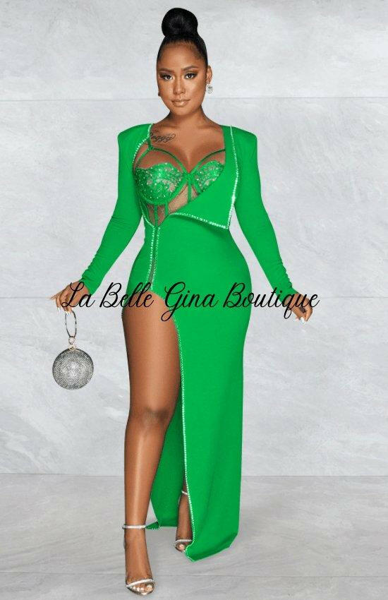 Djoune sexy fashion long maxi dress-Green - La Belle Gina Boutique