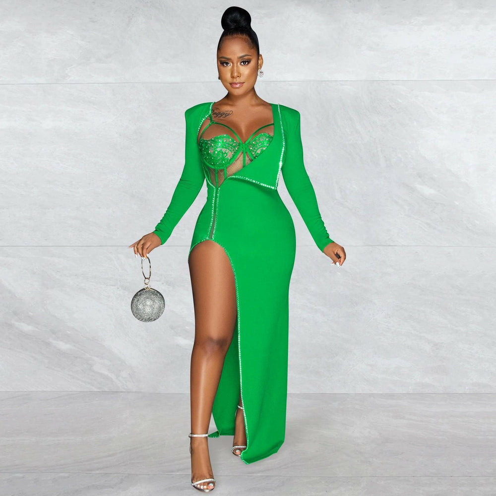 Djoune sexy fashion long maxi dress-Green - La Belle Gina Boutique