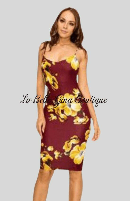 Eddie spaghetti strap flower print mini dress - La Belle Gina Boutique