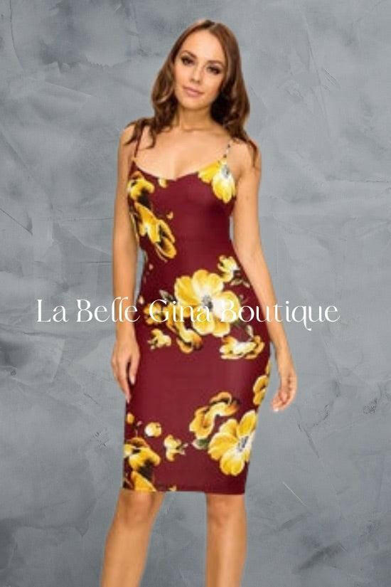 Eddie spaghetti strap flower print mini dress - La Belle Gina Boutique