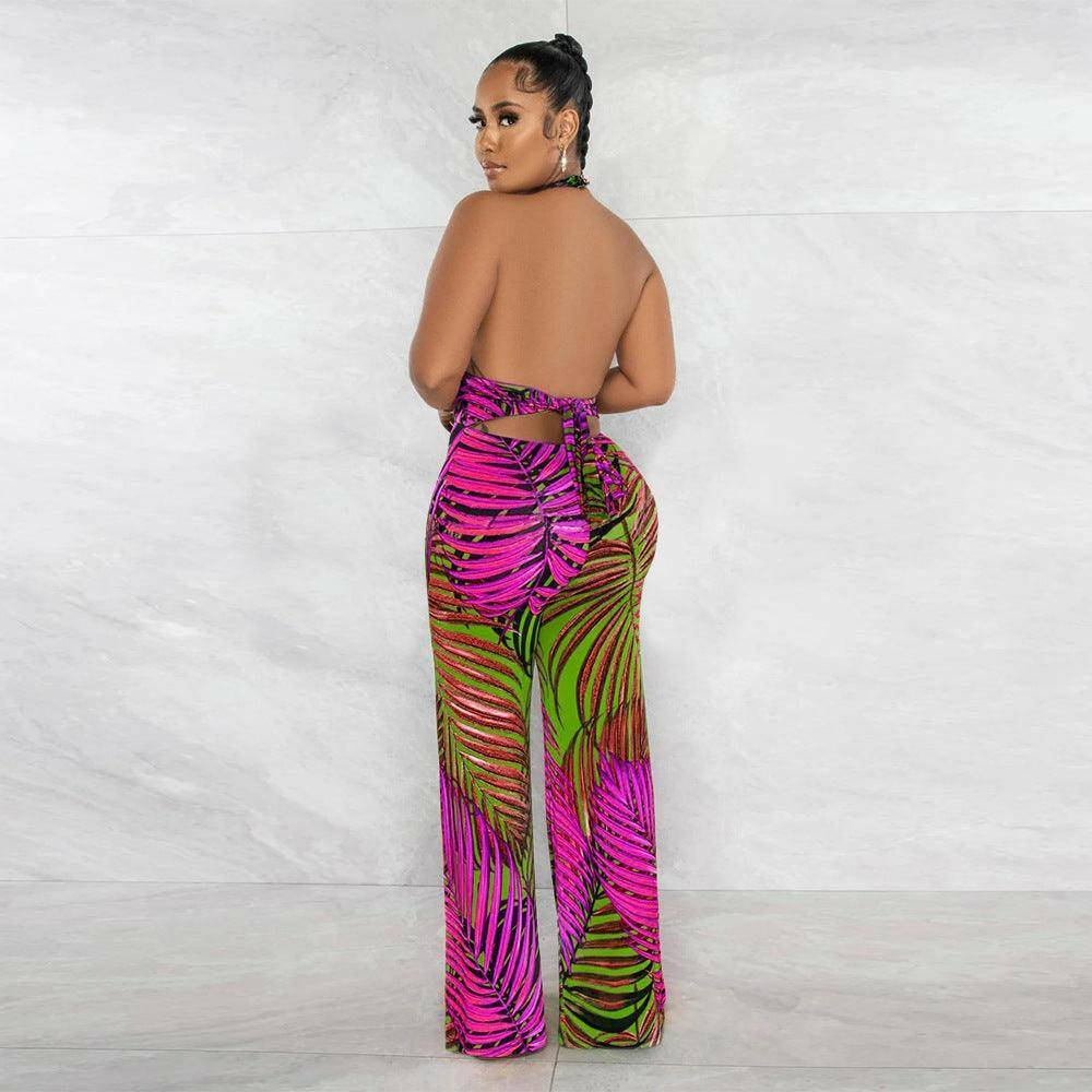 Elise Sleeveless sexy strapless printed Jumpsuit-Rose - La Belle Gina Boutique