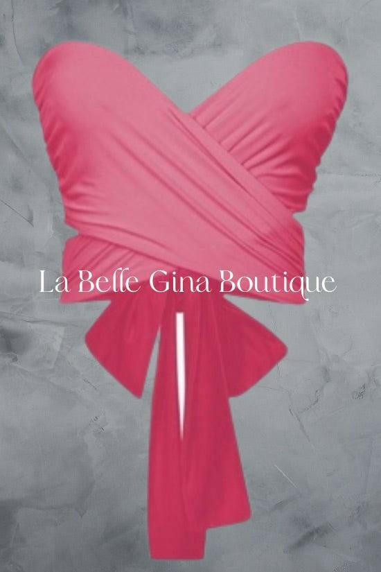 ENA multi way wrap crop top-Pink - La Belle Gina Boutique