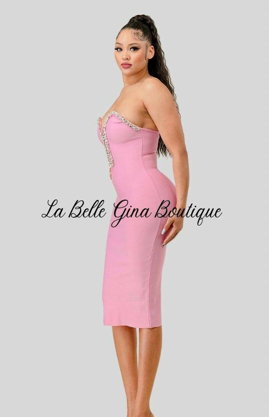 Erline Sequin Line Details Mini Dress-White - La Belle Gina Boutique