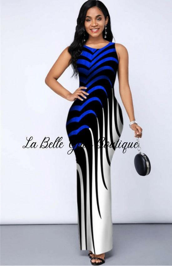 ERNITE all over print round neck sleeveless dress - La Belle Gina Boutique