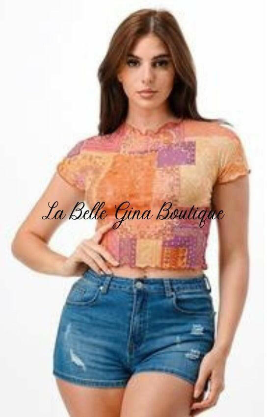 Eve cap sleev mock neck bandanna - La Belle Gina Boutique