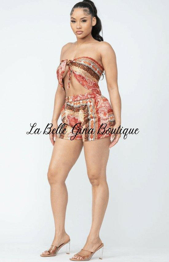Flore sleeveless printed shorts set - La Belle Gina Boutique