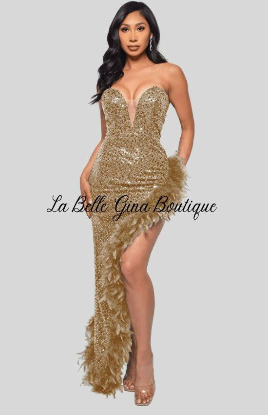 Jessica Sexy off shoulder backless maxi dress-champagne - La Belle Gina Boutique