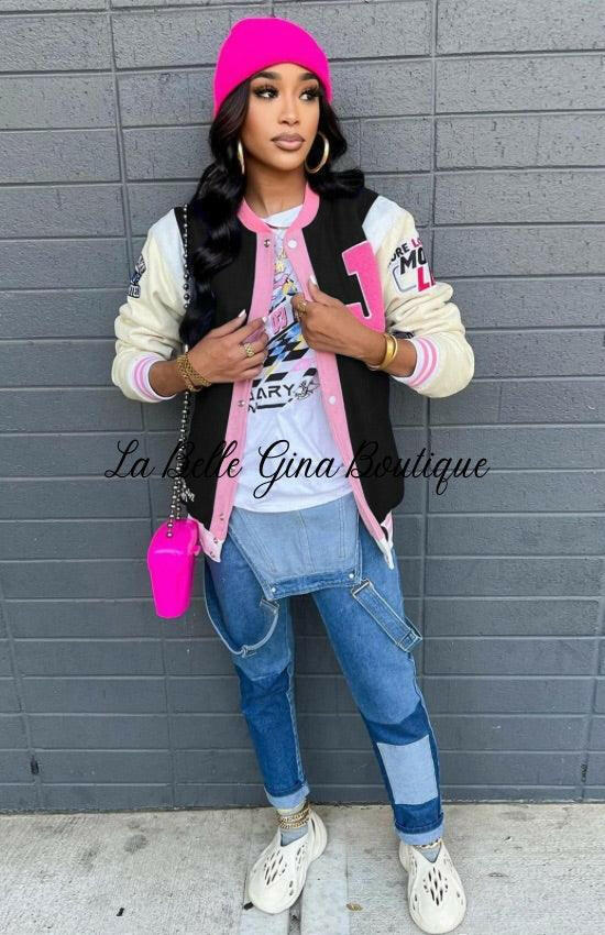 Kelly letter printed jacket - La Belle Gina Boutique