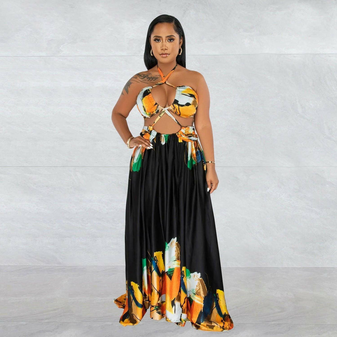 Lara Lace-up Sleeveless Breast Wrap Maxi Dress-Black Lara Lace-up Sleeveless Breast Wrap Maxi Dress-Black
