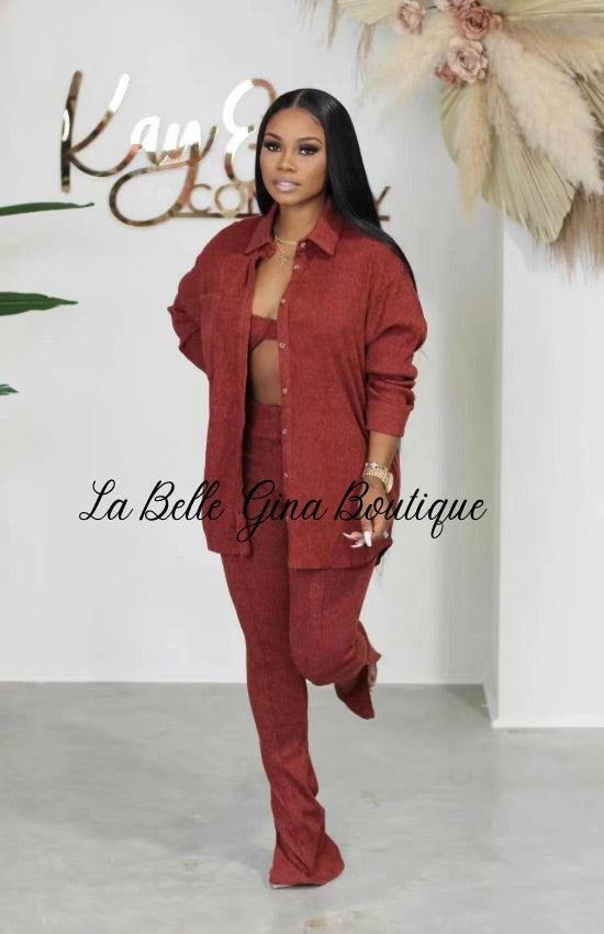 Lia casual three piece set - La Belle Gina Boutique