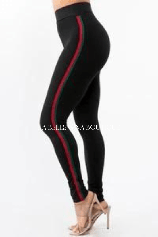 Lia side striped waited leggings. - La Belle Gina Boutique