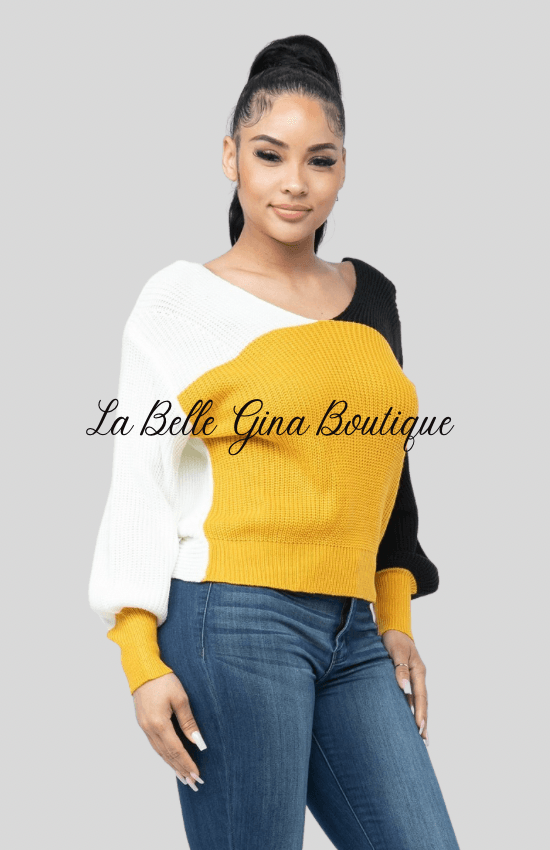 Lia twisted open back cozy sweater - La Belle Gina Boutique