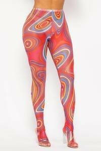 Lia Very sheer multi color retro print mesh leggings - La Belle Gina Boutique